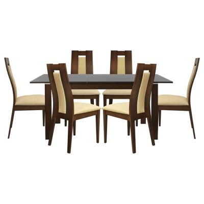 Set Dining Table 7pieces Table Opening Wooden  & 6 Chairs HM10057