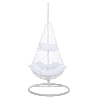 HANGING NEST MILLIE HM5996.03 METAL-SYNTHETIC RATTAN & CUSHIONS IN WHITE Φ95x195Hcm.