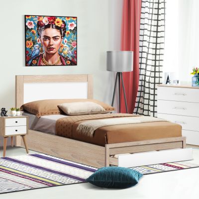 Bed Melany HM346 with 1 drawer sonoma/white 90x190