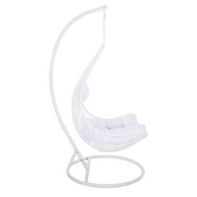 HANGING NEST MILLIE HM5996.03 METAL-SYNTHETIC RATTAN & CUSHIONS IN WHITE Φ95x195Hcm.