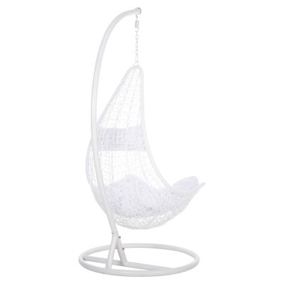 HANGING NEST MILLIE HM5996.03 METAL-SYNTHETIC RATTAN & CUSHIONS IN WHITE Φ95x195Hcm.