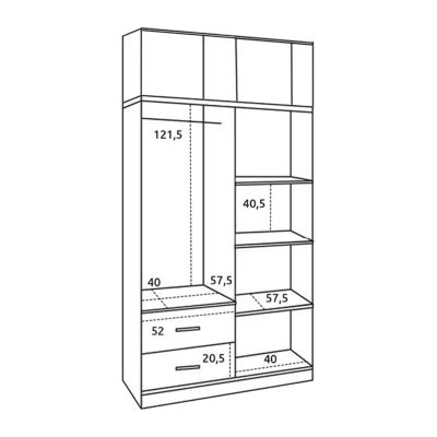 Wardrobe 4 Door with loft and 2 drawers sonama 120x42x241