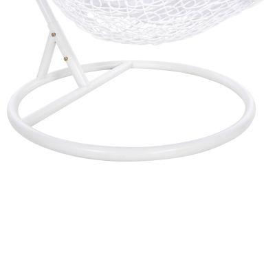 HANGING NEST MILLIE HM5996.03 METAL-SYNTHETIC RATTAN & CUSHIONS IN WHITE Φ95x195Hcm.