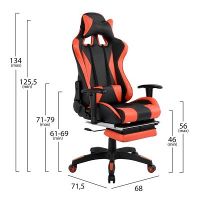 Office Gaming chair HM1063.01 Speed in Black-Red with footstep 68 x 71,5 x 134 cm