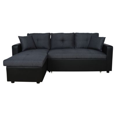 Corner Sofa Bed  Wayne 220x146x86 HM3028.01 Grey with Black PU