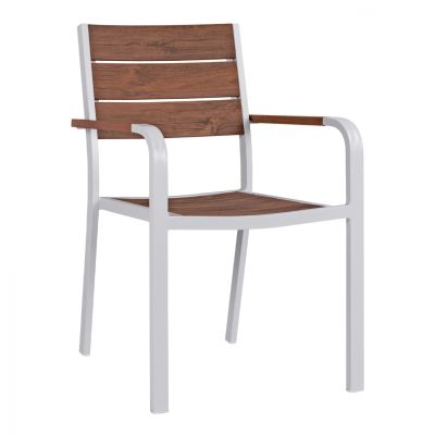 Aluminum Armchair White & Polywood HM5127.01 55x56x85 cm