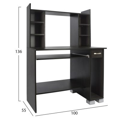 Office for computer with bookcase Zebrano HM2039.01 100x55x136cm