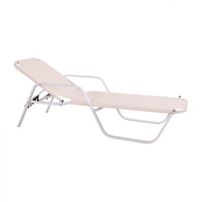 Professional Aluminum Sunbed HM5484.03 White 192x62x33 cm