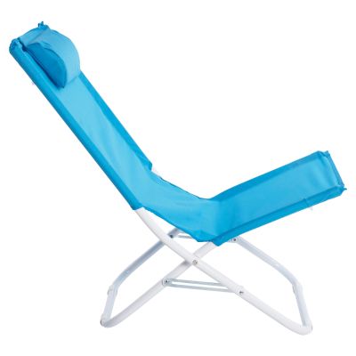 ПЛАЖЕН КЪС СТОЛ NALIN HM5150 МЕТАЛИК ВИСОКА ОБЛЕГАЛКА НЕБЕСНОСИН ВОДОУСТОЙЧИВ ПЛАТ 48x77,5x72Hcm.