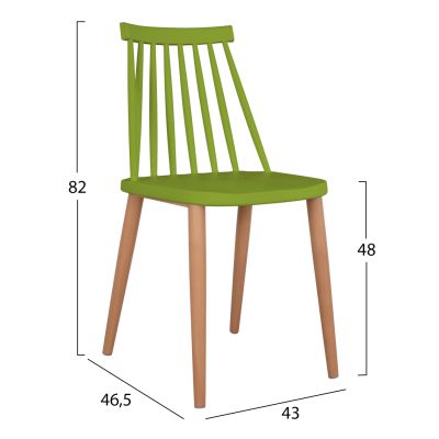 Трапезен стол HM8052.08 Ванеса зелено с метални крака 42,5x47x81,5см