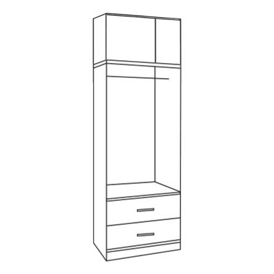 Wardrobe 2 Door with Loft & 2 Drawers Zebrano 80x42x241