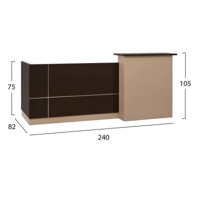 RECEPTION DESK DALTON HM2068.01 MELAMINE IN WENGE-BEIGE 240x80x106Hcm.