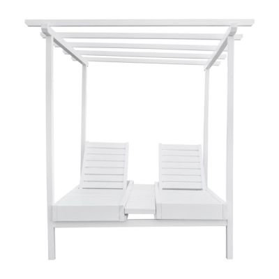 Шезлонг дървен двоен Mykonos B' White с плот 205x167x212 cm HM5428