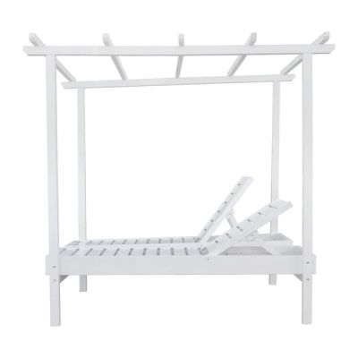 Шезлонг дървен двоен Mykonos B' White с плот 205x167x212 cm HM5428