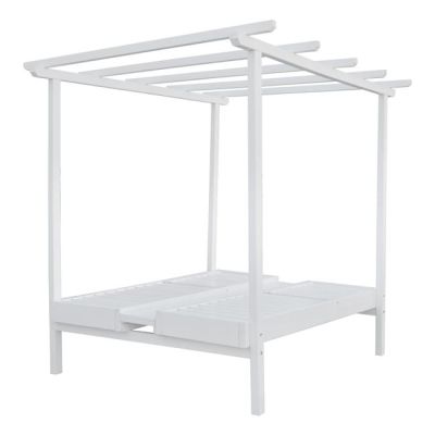 Шезлонг дървен двоен Mykonos B' White с плот 205x167x212 cm HM5428