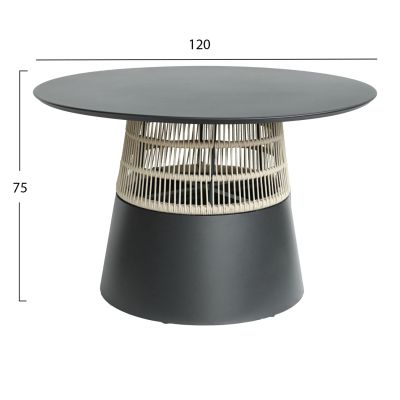 ROUND TABLE SAEID HM6106.01 ALUMINUM IN ANTHRACITE-SYNTHETIC ROPE IN BEIGE Φ120x75Hcm.