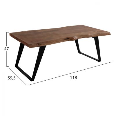 Coffee Table Alicia HM8171 solid acacia wood 118Χ59,5Χ47
