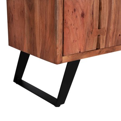 ТВ Мебел HM8177 Fansi от акациево масивно дърво естествено 135x43x61.5