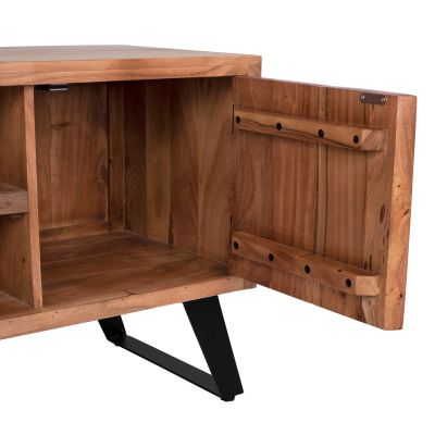 ТВ Мебел HM8177 Fansi от акациево масивно дърво естествено 135x43x61.5