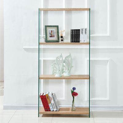 Bookcase from glass and shelves from mdf 76X30X165 HM8092