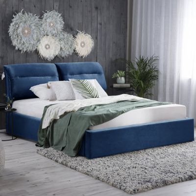 BED KENDRA HM565.18 BLUE VELVET-STORAGE SPACE 160X200 cm MATTRESS