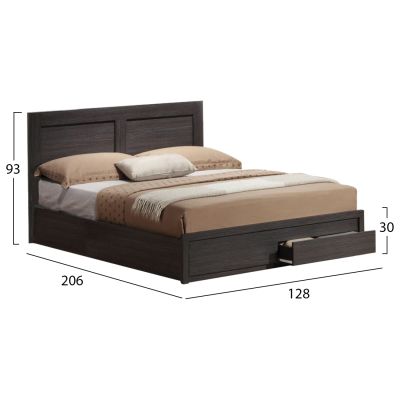 BED CAPRI HM665.01 MELAMINE IN ZEBRANO WITH 2 DRAWERS FOR MATTRESS 120x200 cm.