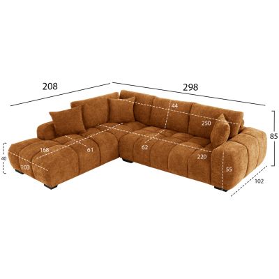 CORNER SOFA (LEFT) COVEN HM3266.02L SAND BEIGE FABRIC 298x102-208x85Hcm.