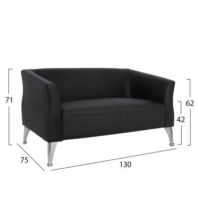 Sofa 2 seater Kiana HM3122.21 Black PU 130x75x71 cm