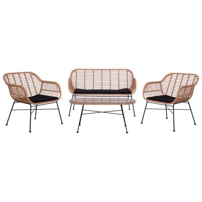 Комплект металик за външни пространства 4 части Allegra HM5460 Wicker в бежов цвят