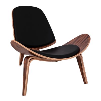 Armchair SUPERIOR PLUS HM1128.01 WALNUT color with black cushion PU 89x83x76H cm