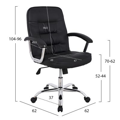 Office chair HM1113 with black PU and chromed base 62x62x104 cm.