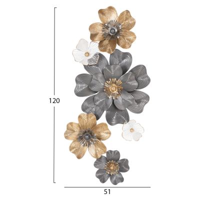 ДЕКОР ЗА СТЕНА HM4214 МЕТАЛ В БЯЛО-СИВО-ЗЛАТНО 51x7,5x120см.