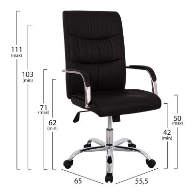 Manager's office chair HM1044.11 black with chromed base 55,5x65x111  cm.