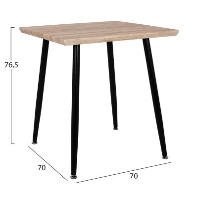 Трапезна маса PALOMA HM8335.01, 70x70x76.5, sonoma, черни крака