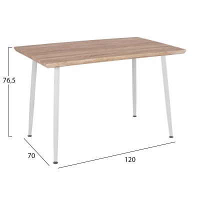 Dining Table PALOMA HM8334.02, 120x70x76.5- sonoma,white legs