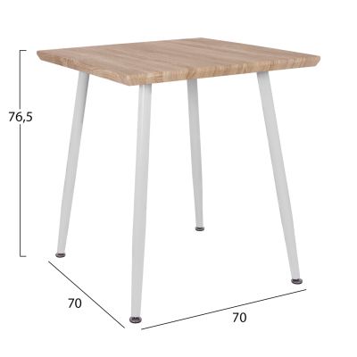 Трапезна маса PALOMA HM8335.02, 70x70x76.5, сонома, бели крака