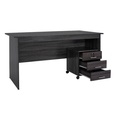 Office set 2pieces Office & Cabinet Grey color HM10337.01