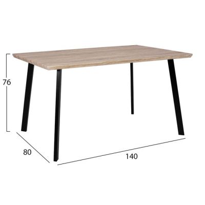 Комплект Трапезна Маса 5 части HM10345 с плот сонама и черни крака 140x80x76 см