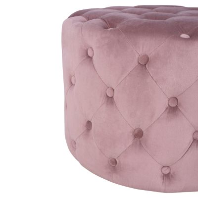 Кадифена табуретка Kassie HM8406.02 цвят гнила ябълка тип Честърфийлд ''60х43см