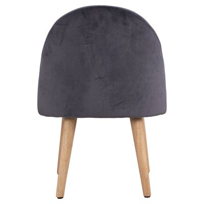 Кадифена табуретка с облегалка Yasmine Grey HM8395.01 47x43x63,5cm