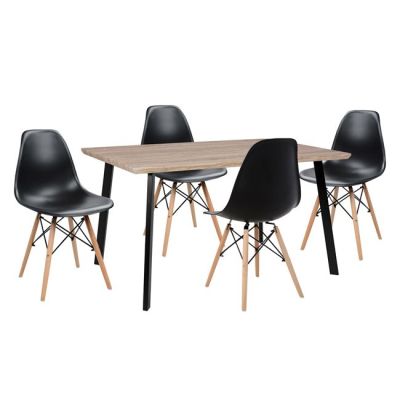 Комплект трапезна маса 5 части HM10346 Маса 140x80x76 см и 4 стола Twist