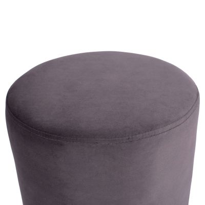 Velvet stool Levy HM8408.01 grey with silver base ''35x43cm