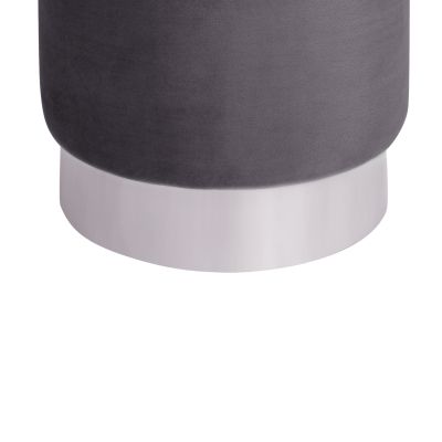 Velvet stool Levy HM8408.01 grey with silver base ''35x43cm