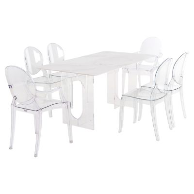 DINING SET 7pcs HM11959 TABLE AETHER- 2 ARMCHAIRS & 4 CHAIRS ARAMIS