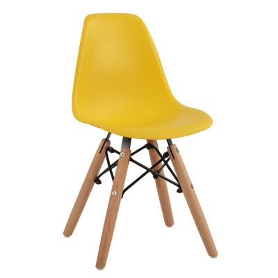 Chair Twist Kid HM8453.04 with wooden legs & seat Yellow PP 30,5x33x59 cm