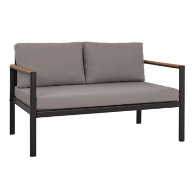 OUTDOOR 2-SEATER SOFA SAFIYA HM5523.02 ALUMINUM IN ANTHRACITE--GREY CUSHIONS 144x70x85Hcm.