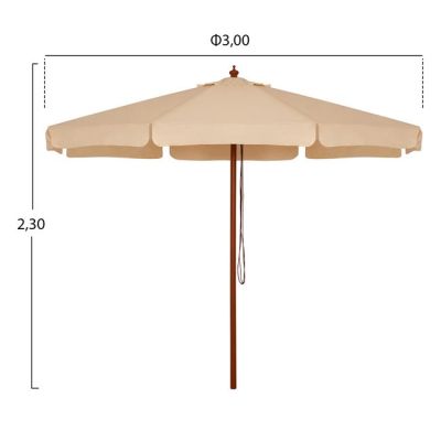 Professional umbrella 3m with wooden frame HM6020 Beige