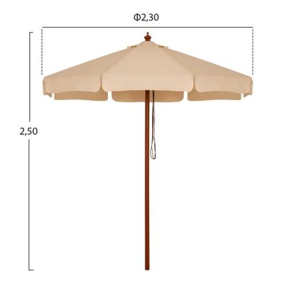 Professional Umbrella 2.30m with wooden frame HM6021 Beige