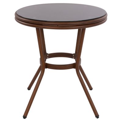 Алуминиева маса '70x70 см. Bamboo Look HM5532.03 Кафяв със стъкло
