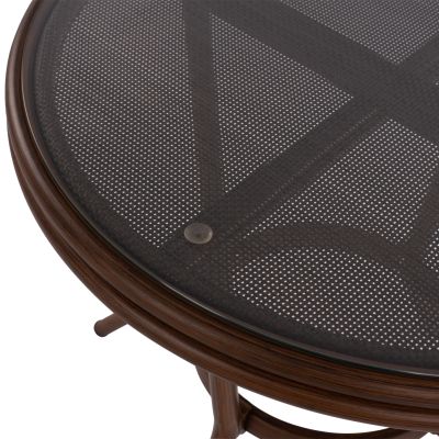 Алуминиева маса '70x70 см. Bamboo Look HM5532.03 Кафяв със стъкло